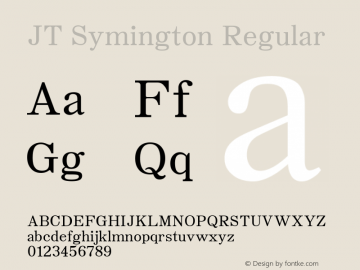 JT Symington Regular Version 1.000;PS 001.000;hotconv 1.0.88;makeotf.lib2.5.64775图片样张