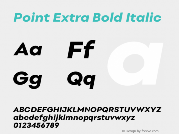 Point Extra Bold Italic Version 1.000;PS 001.000;hotconv 1.0.88;makeotf.lib2.5.64775 Font Sample