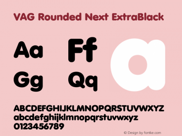 VAG Rounded Next ExtraBlack Version 1.00, build 12, s3 Font Sample