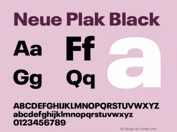 Neue Plak Black Version 1.00, build 9, s3 Font Sample