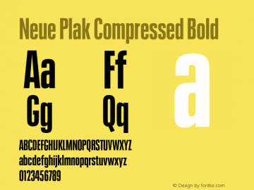 Neue Plak Compressed Bold Version 1.00, build 9, s3 Font Sample