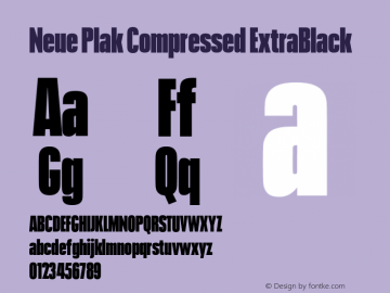 Neue Plak Compressed ExtraBlack Version 1.00, build 9, s3 Font Sample