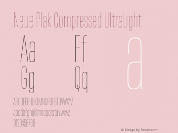 Neue Plak Compressed UltraLight Version 1.00, build 9, s3 Font Sample