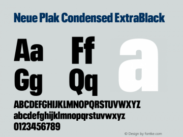 Neue Plak Condensed ExtraBlack Version 1.00, build 9, s3 Font Sample