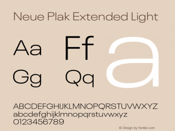 Neue Plak Extended Light Version 1.00, build 9, s3 Font Sample
