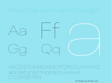 Neue Plak Extended UltraLight Version 1.00, build 9, s3 Font Sample