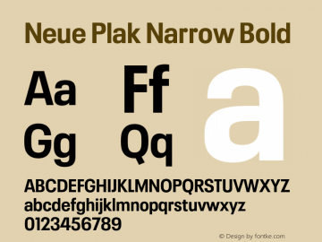 Neue Plak Narrow Bold Version 1.00, build 9, s3 Font Sample