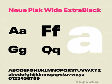 Neue Plak Wide ExtraBlack Version 1.00, build 9, s3 Font Sample