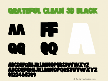 GratefulClean3DBlack Version 1.000 Font Sample