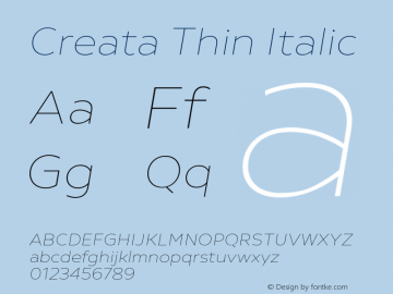 Creata-ThinItalic Version 1.0 | wf-rip by RD图片样张