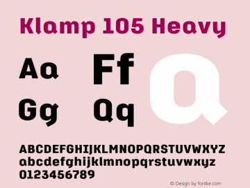 Klamp105-Heavy Version 1.000 Font Sample