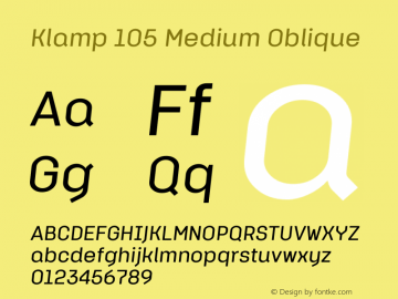 Klamp 105 Medium Oblique Version 1.000 Font Sample