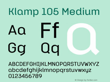 Klamp 105 Medium Version 1.000 Font Sample