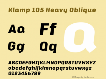 Klamp 105 Heavy Oblique Version 1.000 Font Sample