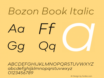 Bozon Book Italic Version 1.000;PS 001.000;hotconv 1.0.88;makeotf.lib2.5.64775图片样张