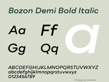 Bozon Demi Bold Italic Version 1.000;PS 001.000;hotconv 1.0.88;makeotf.lib2.5.64775图片样张