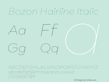 Bozon Hairline Italic Version 1.000;PS 001.000;hotconv 1.0.88;makeotf.lib2.5.64775图片样张