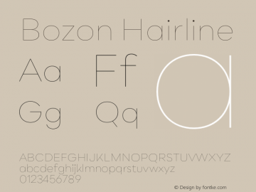 Bozon Hairline Version 1.000;PS 001.000;hotconv 1.0.88;makeotf.lib2.5.64775图片样张