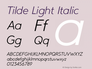 Tilde Light Italic Version 1.1 | wf-rip DC20161010图片样张