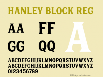 Hanley Block Reg Version 1.000 Font Sample