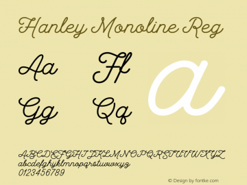 Hanley Monoline Reg Version 1.000 Font Sample