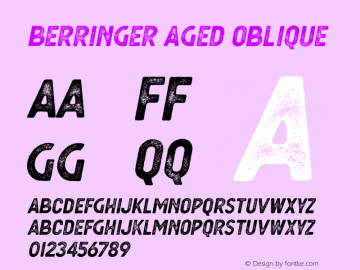 Berringer Aged Oblique Version 1.0 | wf-rip DC20150325 Font Sample