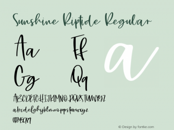 Sunshine Riptide Regular Version 1.000 Font Sample