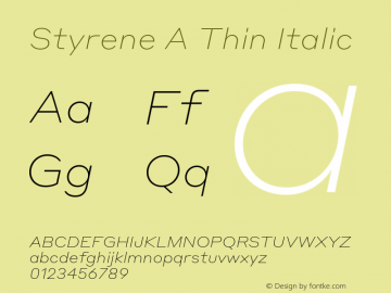 Styrene A Thin Italic Version 1.1 2016 | wf-rip DC20161105图片样张