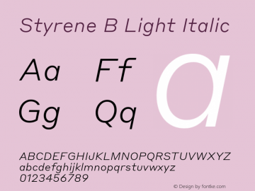 Styrene B Light Italic Version 1.1 2016 | wf-rip DC20161105图片样张
