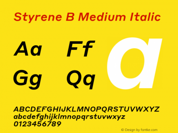 Styrene B Medium Italic Version 1.1 2016 | wf-rip DC20161105图片样张
