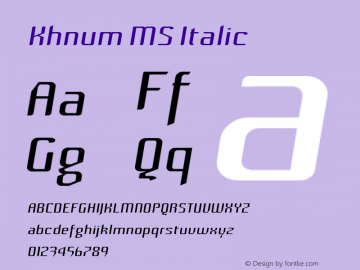 Khnum MS Italic Version 1.0 Font Sample