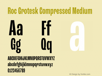 Roc Grotesk Compressed Medium Version 1.000;PS 001.000;hotconv 1.0.88;makeotf.lib2.5.64775 Font Sample