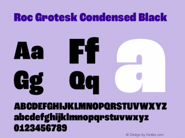 Roc Grotesk Condensed Black Version 1.000;PS 001.000;hotconv 1.0.88;makeotf.lib2.5.64775 Font Sample