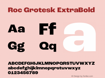 Roc Grotesk ExtraBold Version 1.000;PS 001.000;hotconv 1.0.88;makeotf.lib2.5.64775 Font Sample