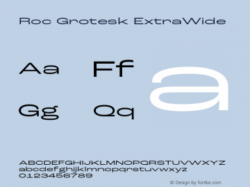 Roc Grotesk ExtraWide Version 1.000;PS 001.000;hotconv 1.0.88;makeotf.lib2.5.64775 Font Sample