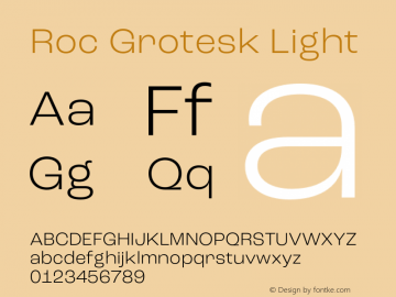 Roc Grotesk Light Version 1.000;PS 001.000;hotconv 1.0.88;makeotf.lib2.5.64775 Font Sample