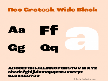 Roc Grotesk Wide Black Version 1.000;PS 001.000;hotconv 1.0.88;makeotf.lib2.5.64775 Font Sample