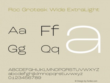 Roc Grotesk Wide ExtraLight Version 1.000;PS 001.000;hotconv 1.0.88;makeotf.lib2.5.64775图片样张