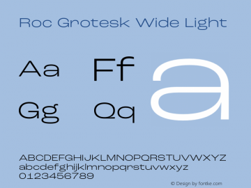 Roc Grotesk Wide Light Version 1.000;PS 001.000;hotconv 1.0.88;makeotf.lib2.5.64775 Font Sample