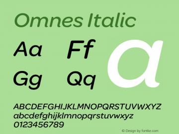 Omnes-MediumItalic Version 1.002; ttfautohint (v1.6)图片样张
