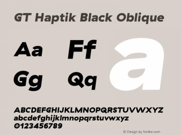 GTHaptik-BlackOblique Version 3.001;PS 003.001;hotconv 1.0.88;makeotf.lib2.5.64775图片样张