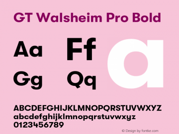 GTWalsheimPro-Bold Version 2.001;PS 002.001;hotconv 1.0.88;makeotf.lib2.5.64775 Font Sample