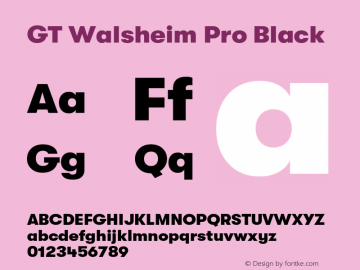 GTWalsheimPro-Black Version 2.001;PS 002.001;hotconv 1.0.88;makeotf.lib2.5.64775 Font Sample