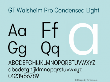 GTWalsheimPro-CondensedLight Version 2.001;PS 002.001;hotconv 1.0.88;makeotf.lib2.5.64775 Font Sample