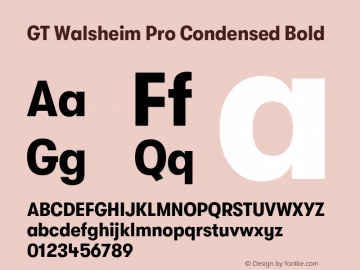 GTWalsheimPro-CondensedBold Version 2.001;PS 002.001;hotconv 1.0.88;makeotf.lib2.5.64775 Font Sample