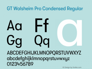 GTWalsheimPro-CondensedRegular Version 2.001;PS 002.001;hotconv 1.0.88;makeotf.lib2.5.64775 Font Sample