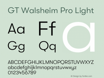 GTWalsheimPro-Light Version 2.001;PS 002.001;hotconv 1.0.88;makeotf.lib2.5.64775 Font Sample