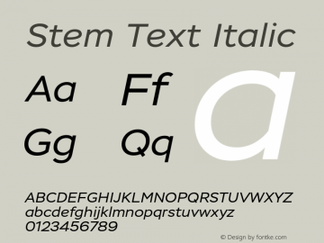 Stem Text Italic Version 1.000图片样张