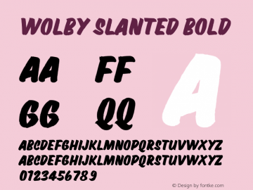Wolby Slanted Bold Version 1.000;PS 001.000;hotconv 1.0.88;makeotf.lib2.5.64775 Font Sample