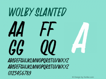 Wolby Slanted Version 1.000;PS 001.000;hotconv 1.0.88;makeotf.lib2.5.64775 Font Sample
